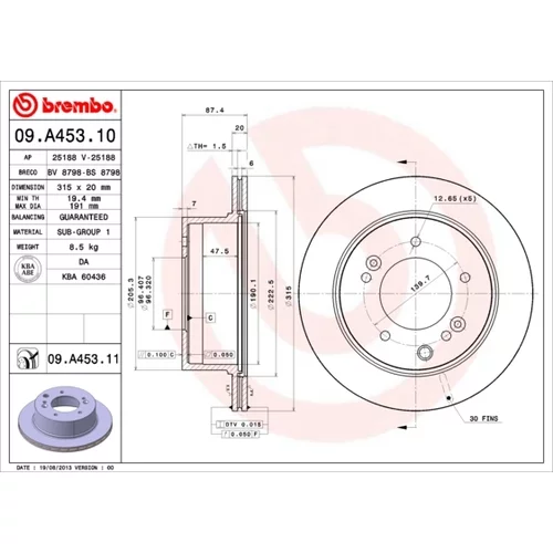 Brzdový kotúč BREMBO 09.A453.11