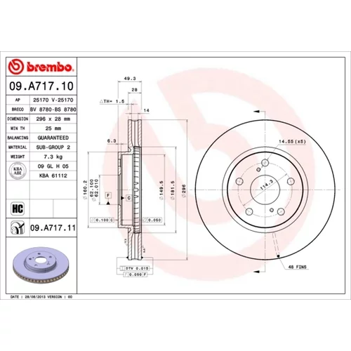 Brzdový kotúč BREMBO 09.A717.10