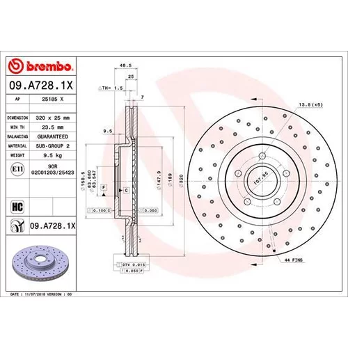 Brzdový kotúč 09.A728.1X /BREMBO/