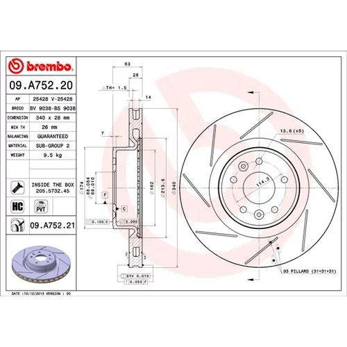 Brzdový kotúč BREMBO 09.A752.21