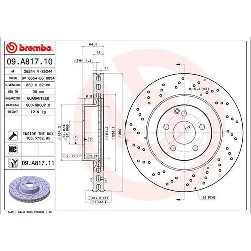 Brzdový kotúč BREMBO 09.A817.11