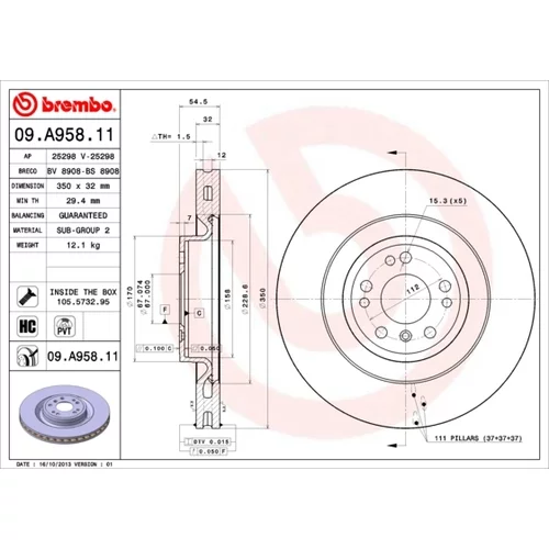 Brzdový kotúč BREMBO 09.A958.11