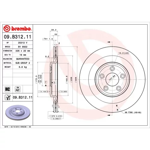 Brzdový kotúč BREMBO 09.B312.11