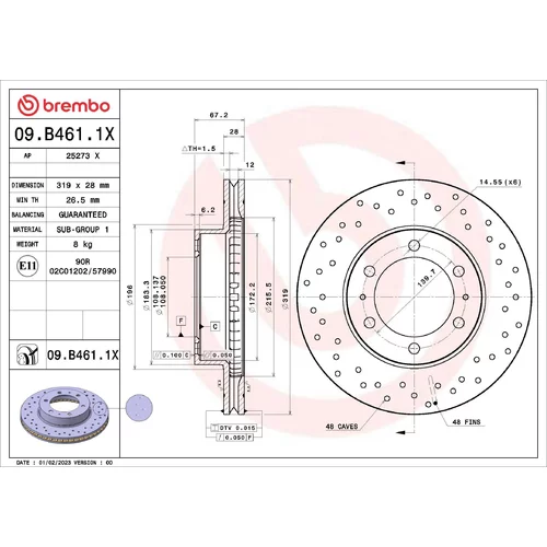 Brzdový kotúč BREMBO 09.B461.1X