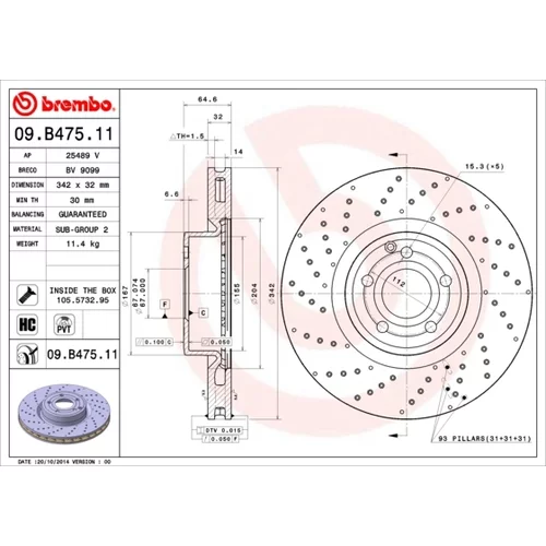 Brzdový kotúč BREMBO 09.B475.11