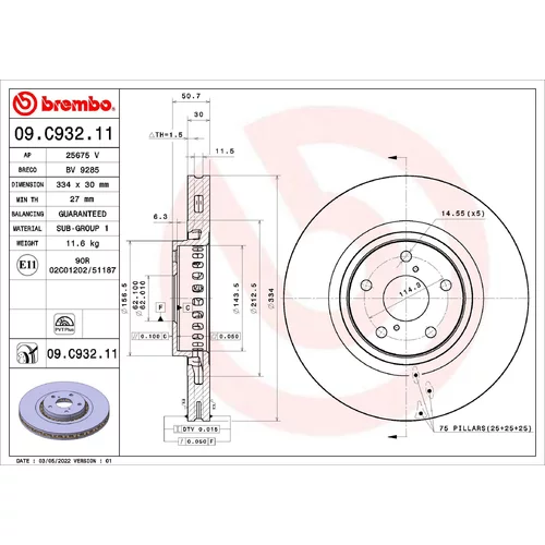 Brzdový kotúč BREMBO 09.C932.11