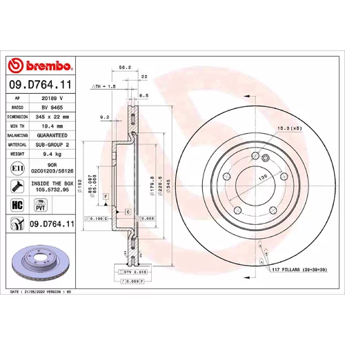 Brzdový kotúč BREMBO 09.D764.11