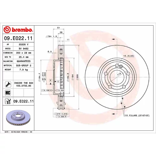 Brzdový kotúč BREMBO 09.E022.11