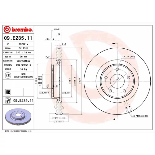 Brzdový kotúč BREMBO 09.E235.11