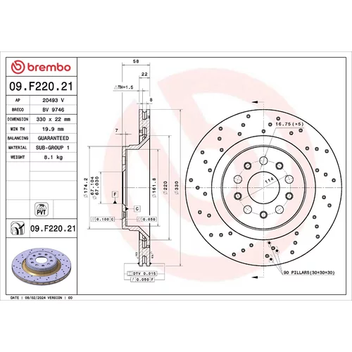 Brzdový kotúč BREMBO 09.F220.21