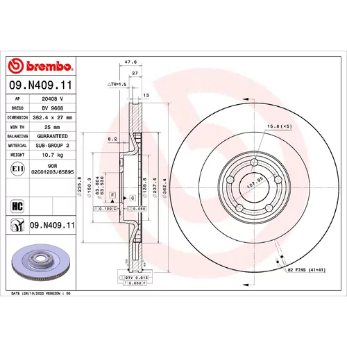 Brzdový kotúč BREMBO 09.N409.11