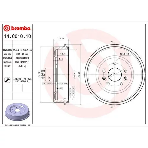 Brzdový bubon BREMBO 14.C010.10