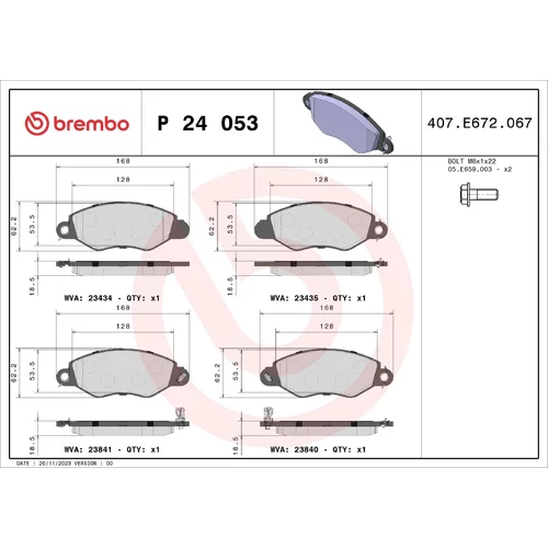 Sada brzdových platničiek kotúčovej brzdy BREMBO P 24 053