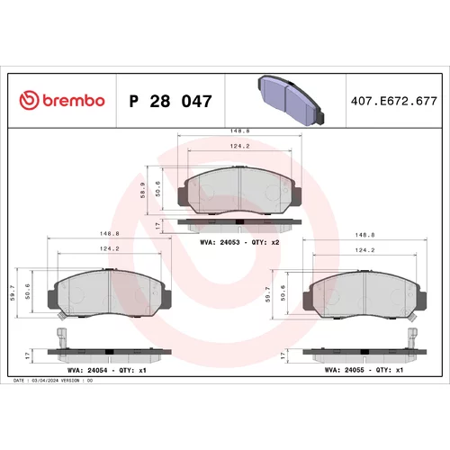 Sada brzdových platničiek kotúčovej brzdy BREMBO P 28 047