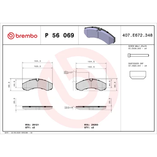 Sada brzdových platničiek kotúčovej brzdy BREMBO P 56 069