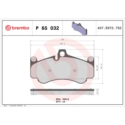 Sada brzdových platničiek kotúčovej brzdy BREMBO P 65 032