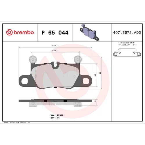 Sada brzdových platničiek kotúčovej brzdy BREMBO P 65 044