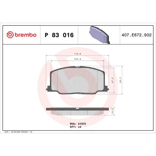 Sada brzdových platničiek kotúčovej brzdy BREMBO P 83 016