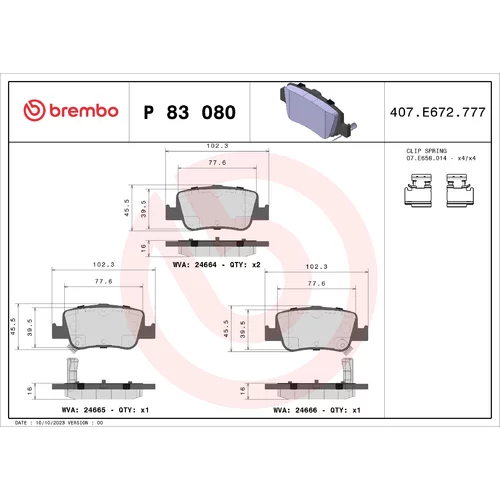 Sada brzdových platničiek kotúčovej brzdy BREMBO P 83 080X