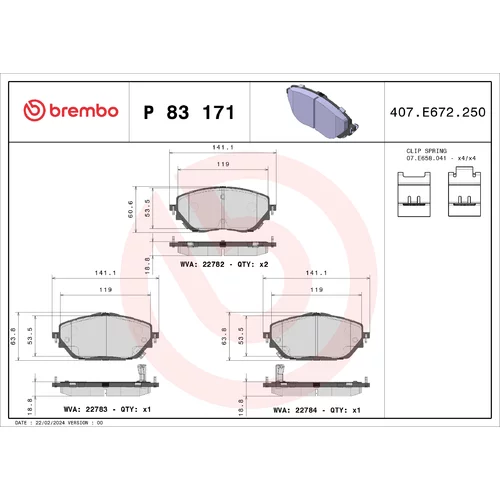 Sada brzdových platničiek kotúčovej brzdy BREMBO P 83 171