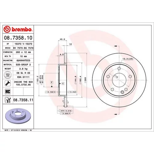 Brzdový kotúč BREMBO 08.7358.11