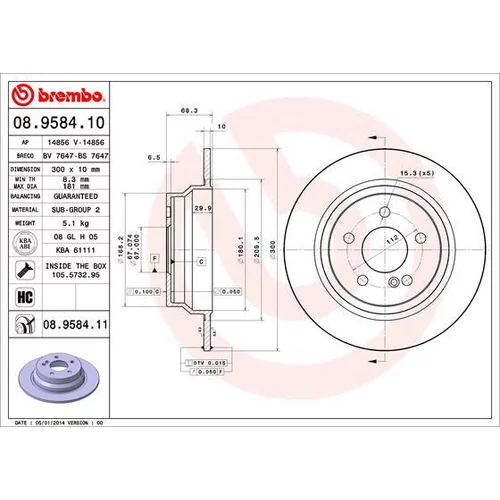 Brzdový kotúč BREMBO 08.9584.11