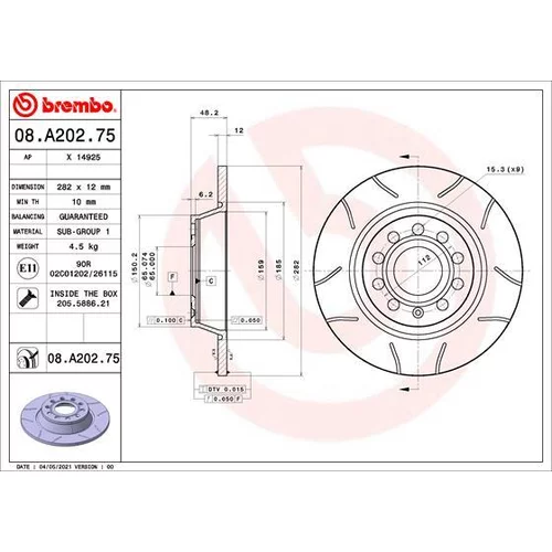 Brzdový kotúč BREMBO 08.A202.75