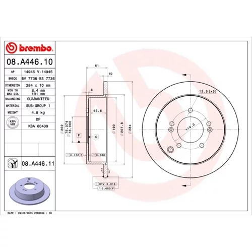 Brzdový kotúč BREMBO 08.A446.11