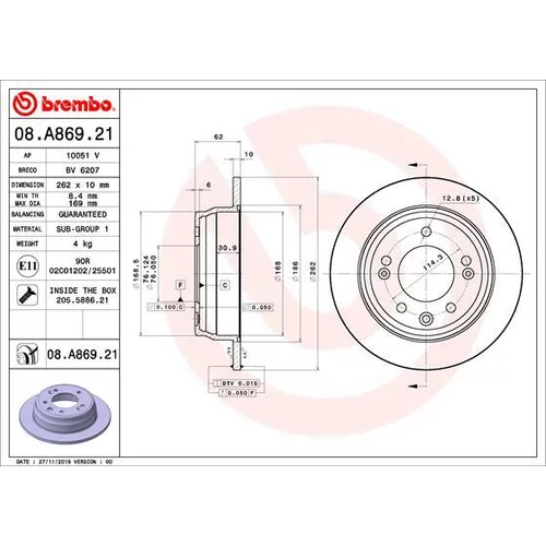 Brzdový kotúč BREMBO 08.A869.21