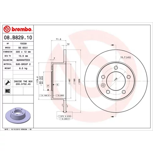 Brzdový kotúč BREMBO 08.B829.10