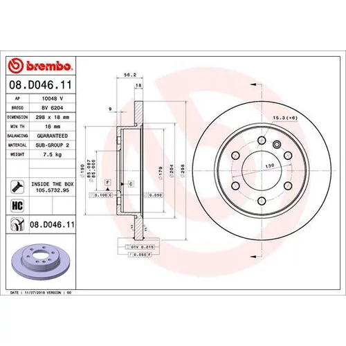 Brzdový kotúč BREMBO 08.D046.11