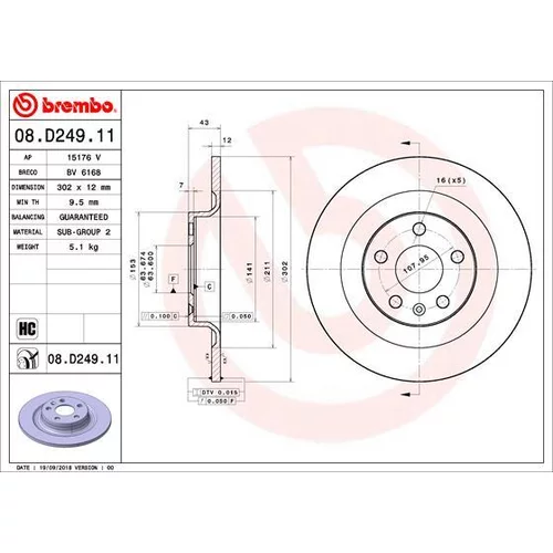 Brzdový kotúč BREMBO 08.D249.11