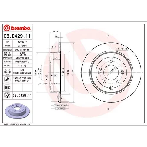 Brzdový kotúč BREMBO 08.D429.11