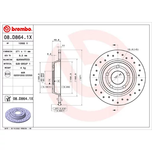 Brzdový kotúč BREMBO 08.D864.1X