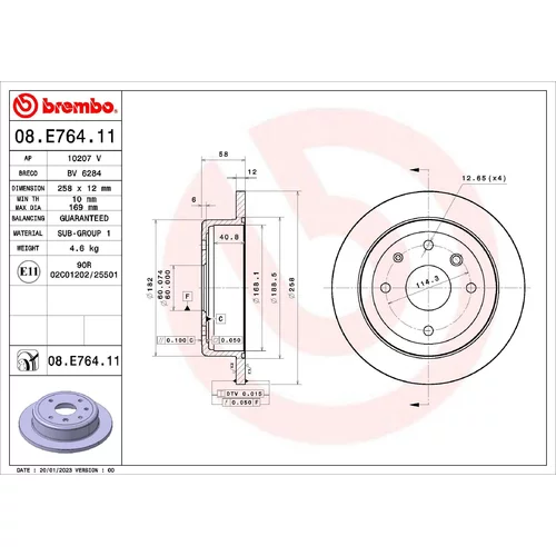 Brzdový kotúč BREMBO 08.E764.11