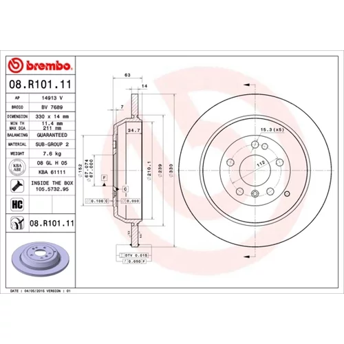 Brzdový kotúč BREMBO 08.R101.11