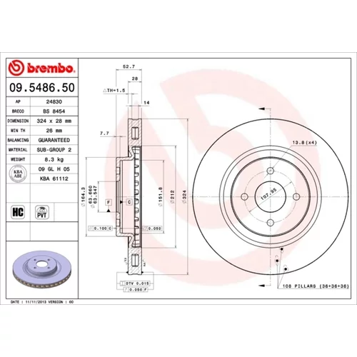 Brzdový kotúč BREMBO 09.5486.50