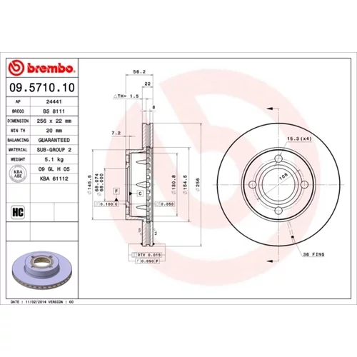 Brzdový kotúč BREMBO 09.5710.10