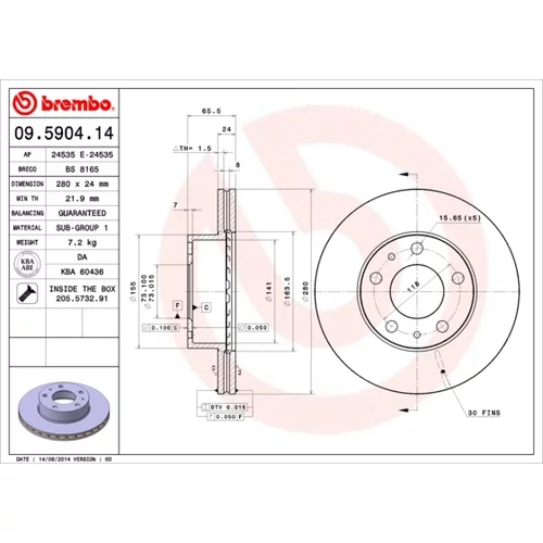 Brzdový kotúč 09.5904.14 /BREMBO/