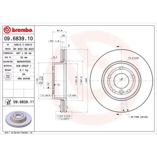 Brzdový kotúč BREMBO 09.6839.11