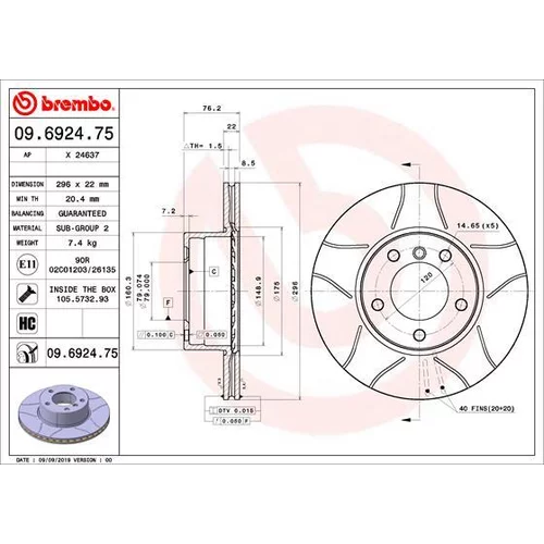 Brzdový kotúč BREMBO 09.6924.75