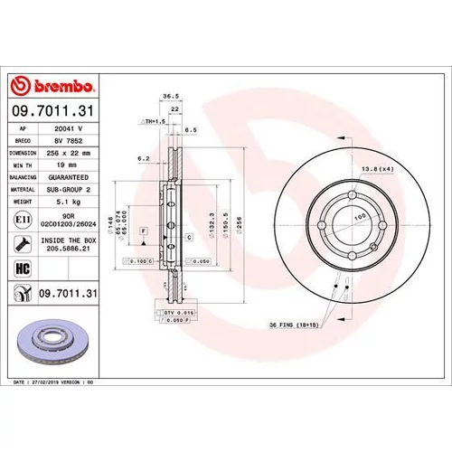 Brzdový kotúč BREMBO 09.7011.31