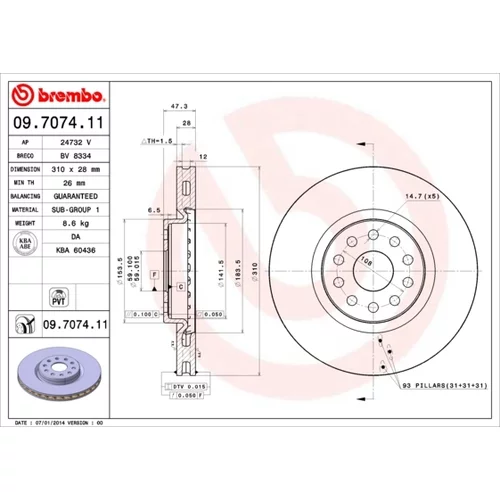 Brzdový kotúč BREMBO 09.7074.11