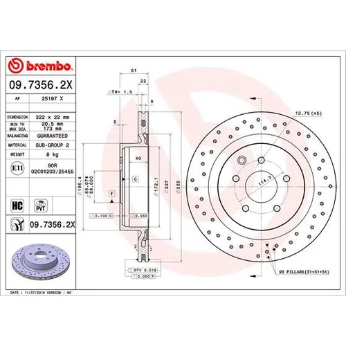 Brzdový kotúč BREMBO 09.7356.2X