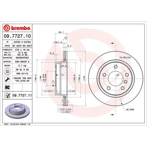 Brzdový kotúč BREMBO 09.7727.11