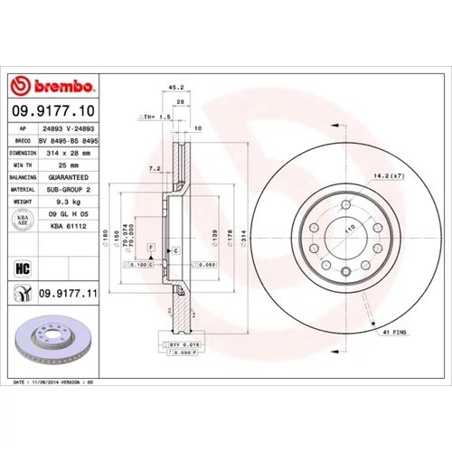 Brzdový kotúč BREMBO 09.9177.11