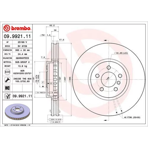 Brzdový kotúč 09.9921.11 /BREMBO/