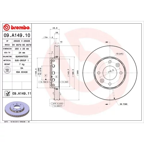 Brzdový kotúč BREMBO 09.A149.11