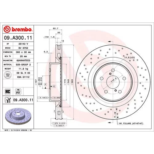 Brzdový kotúč BREMBO 09.A300.11