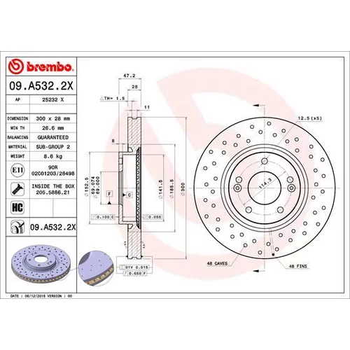 Brzdový kotúč 09.A532.2X /BREMBO/